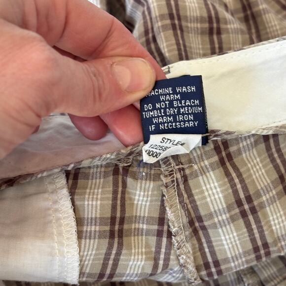 Gap Bermuda Shorts 8 Tan Plaid Khaki Chino Cotton Golf Grandpa Hiking GORP Thin - Picture 9 of 9
